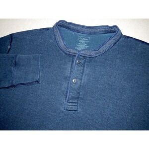 L.L. Bean Long Sleeved Dark Blue Wool Blend Henley River Driver Shirt Men's LRG